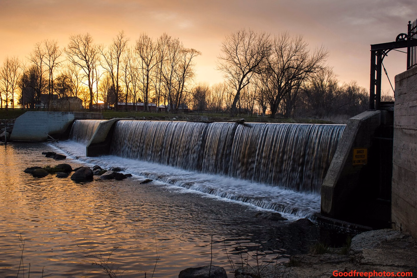 Falls at Beckman Mill at dusk.